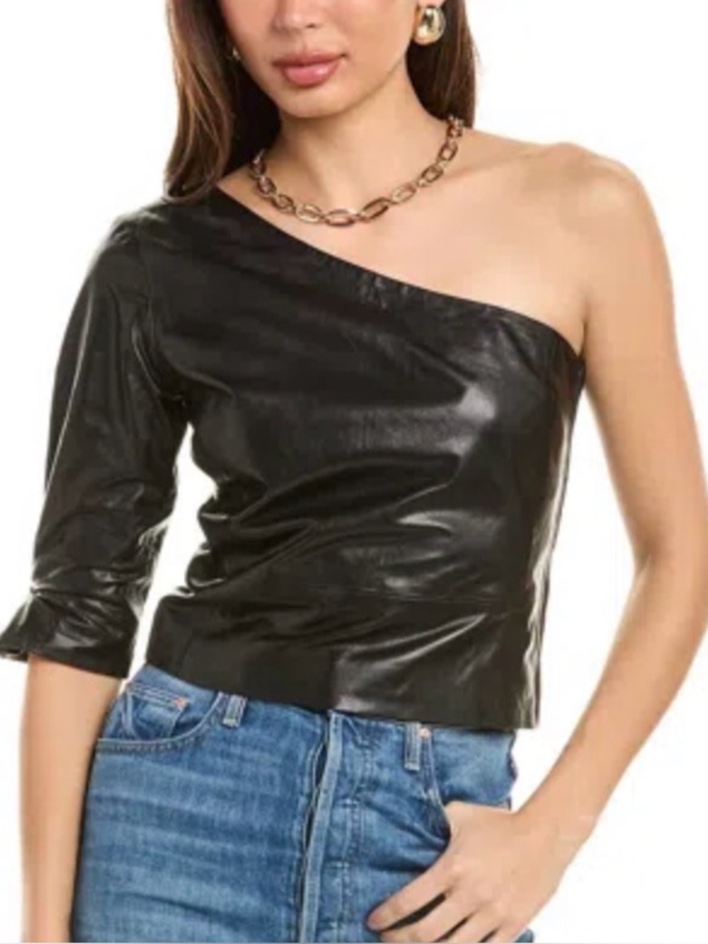 IRO — Ameda Leather Top In Black